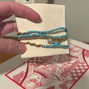 Turquoise and Gold Beaded Bracelet Set
